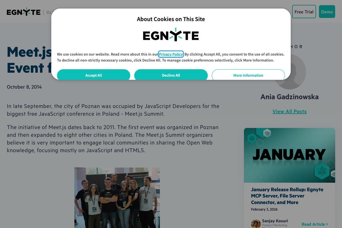 Meet.js and Egnyte Join to Host Event for JavaScript Developers